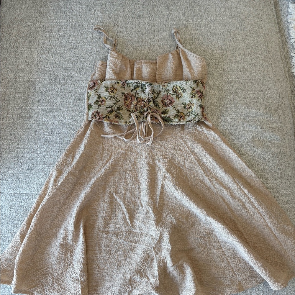 SHEIN Beige Floral Medieval Dress